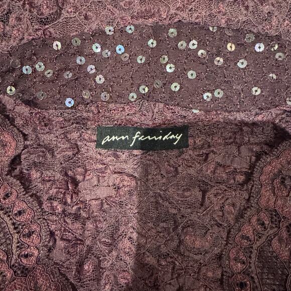 Vintage Ann Ferriday Silk Trimmed Pucker Lace Top Or Cardigan M - Picture 5 of 5